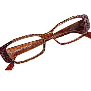 LAFONT Paris Darling Eyeglass Frames Purple green silver Croc Floral